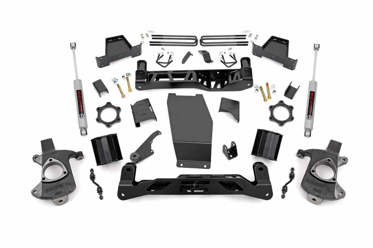 Rough Country 6in GM Lift Kit w/N3 14-18 1500 PU 4WD Aluminum/Stamped Steel -1