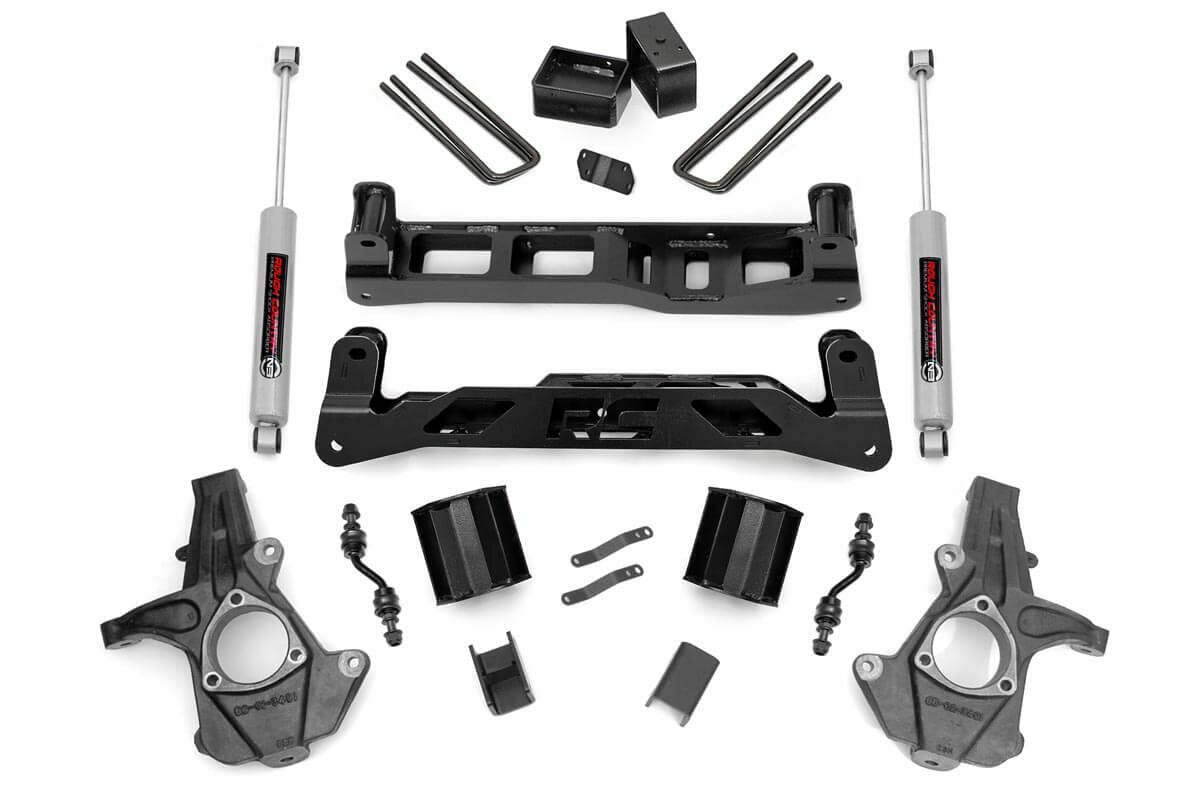 Rough Country 5in GM Lift Kit w/N2.0 14-18 1500 PU 2WD Aluminum/Stamped Steel -1
