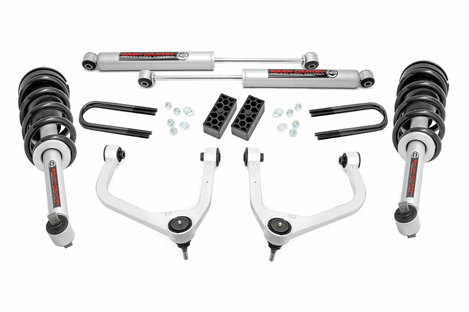 Rough Country 3.5 In Lift N3 Struts Rear Mono Leaf Chevy Silverado 1500 22-23 -1