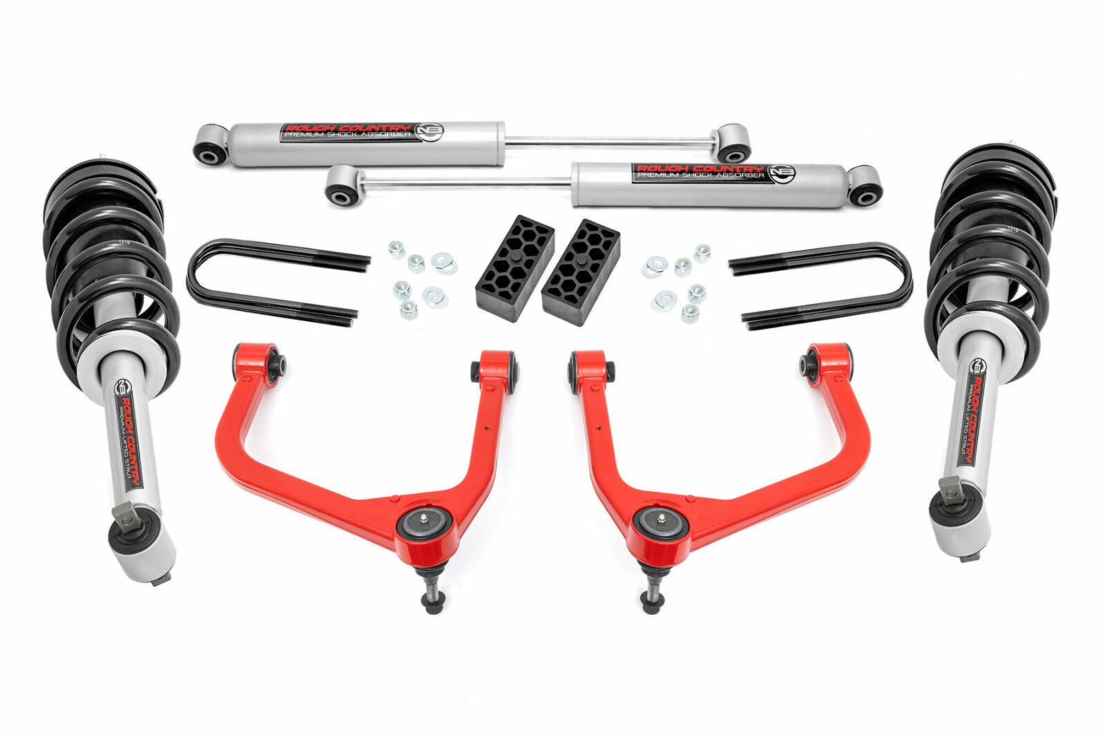 Rough Country 3.5" Lift Kit N3 Struts Rear Mono Leaf Chevy Silverado 1500 22-25 -1