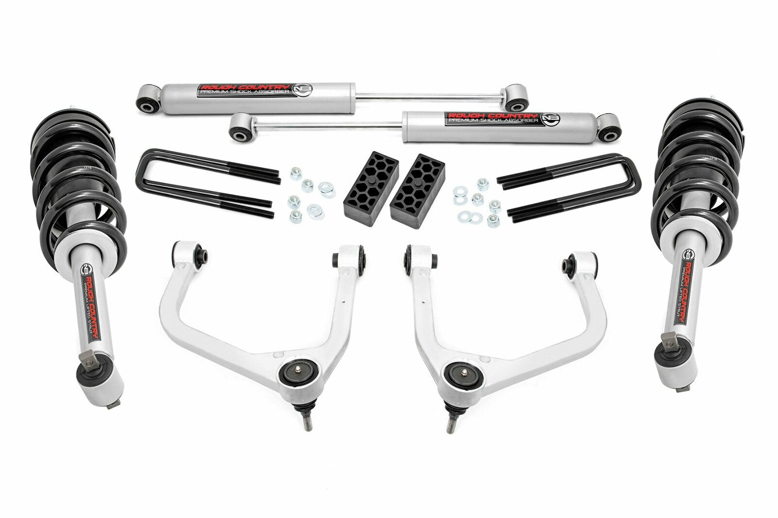Rough Country 3.5" Lift Kit w/Forged UCA's Struts 19-22 Chevy 1500 PU 4WD/2WD -1