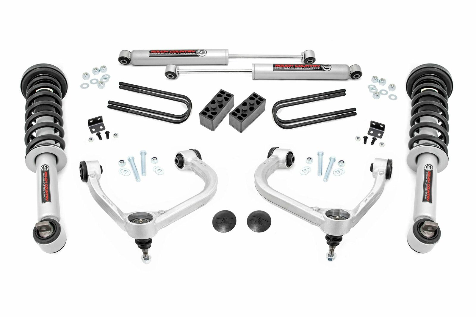 Rough Country 3 In Lift Kit Forged UCA N3 Struts for Ford F-150 4WD 21-25 -1
