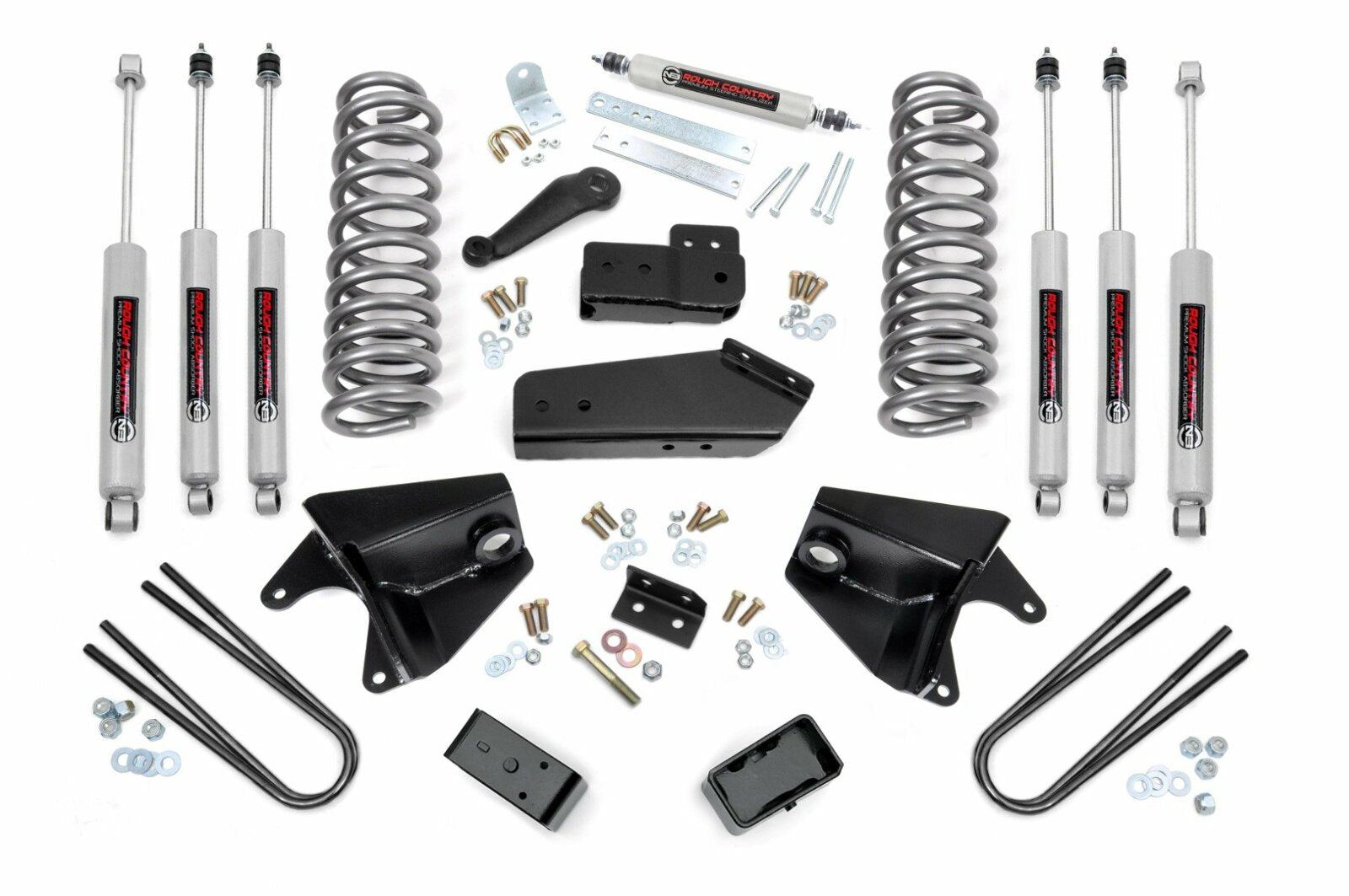 Rough Country 4" Lift Kit Quad Frt Shocks Rear Blocks for Ford Bronco 4WD 80-96 -1