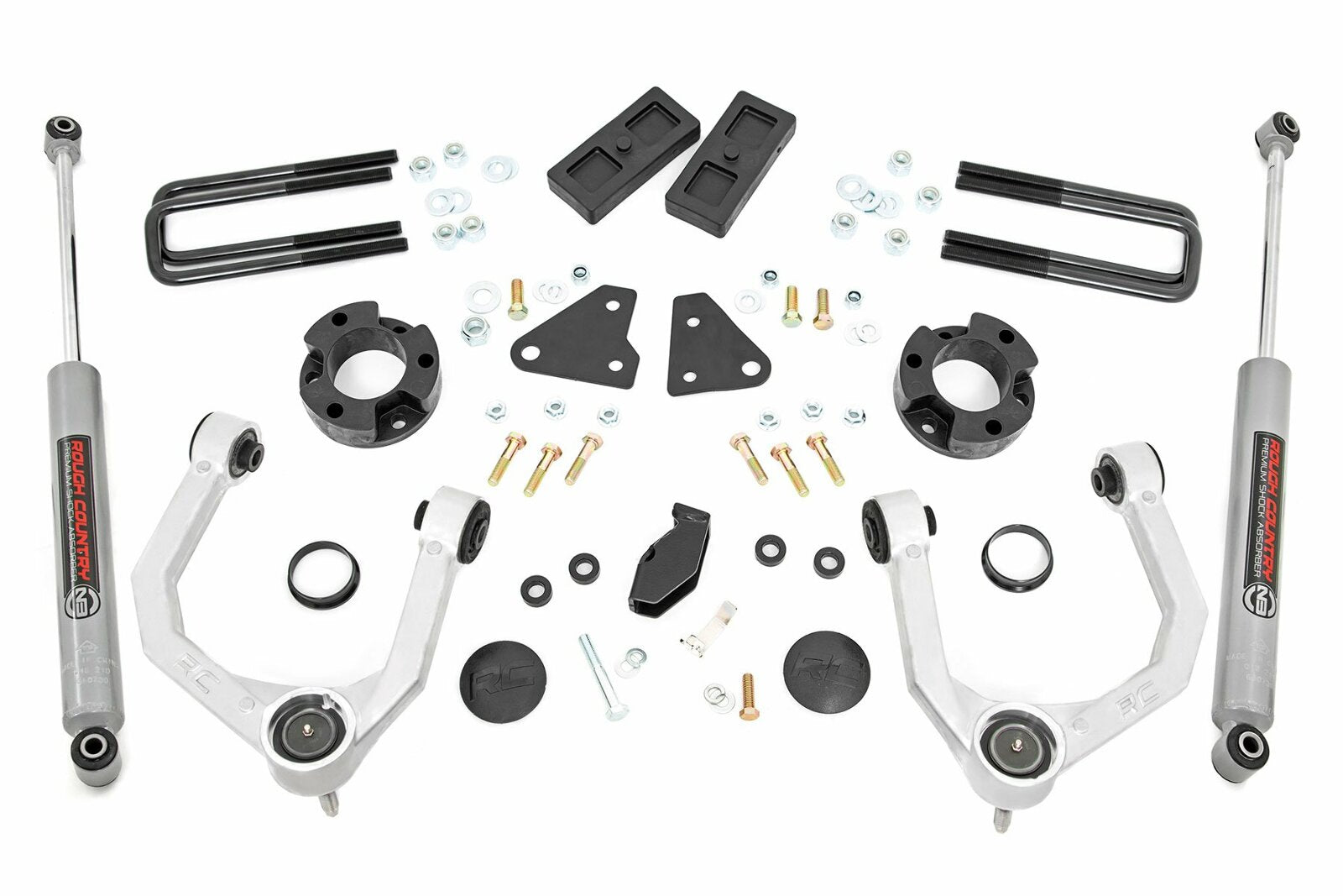 Rough Country 3.5 Inch Lift Kit N3 w/Steel Knuckle for Ford Ranger 4WD 19-25 -1