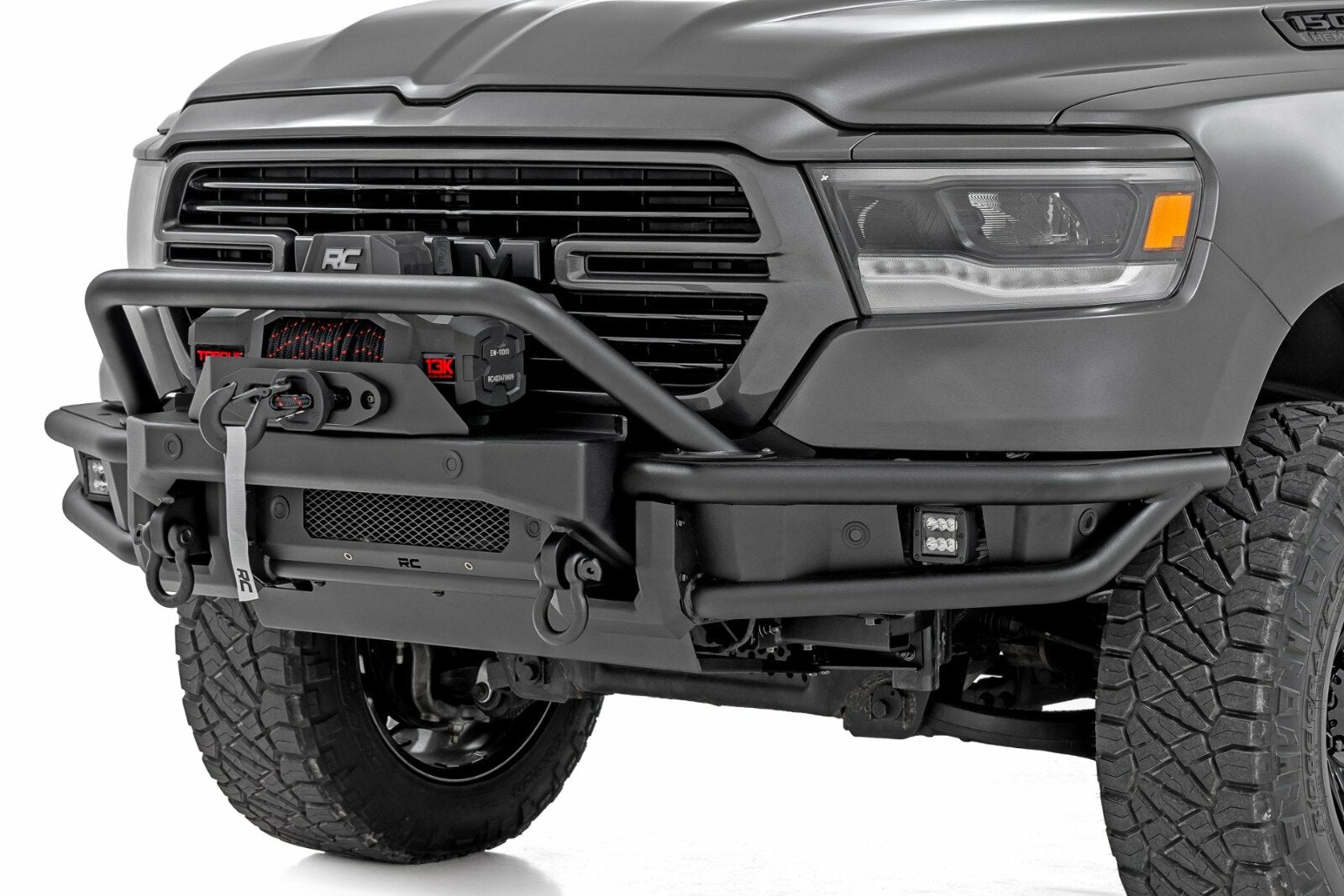 Rough Country Front Bumper Tubular Winch Mount for Ram 1500 19-24 -1
