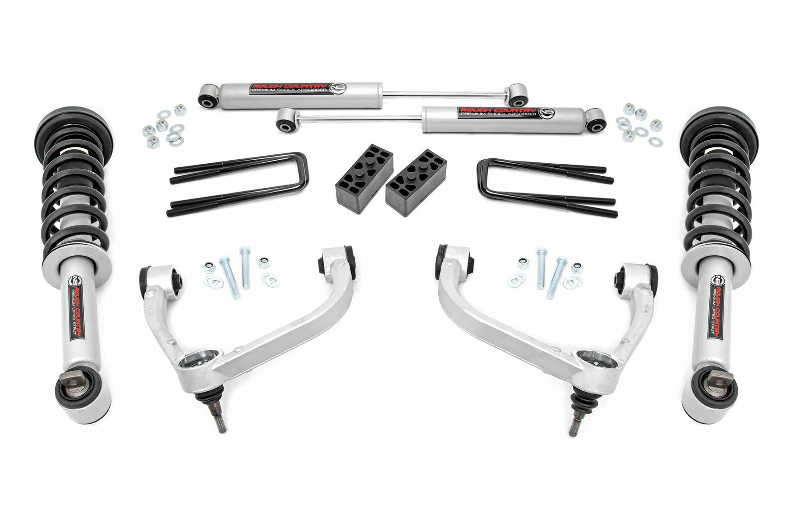 Rough Country 3" Bolt-On Lift Kit w/Lifted Struts Upper Arms for F150 14-19 -1