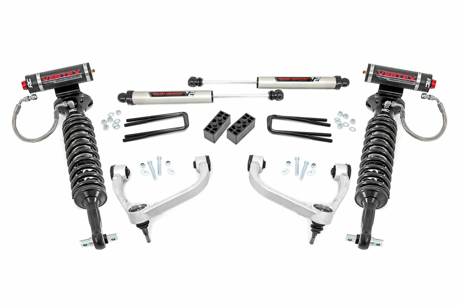Rough Country 3in Fits Ford Bolt-On Arm Lift Kit w/ Vertex /V2 14-20 F-150 4WD -1