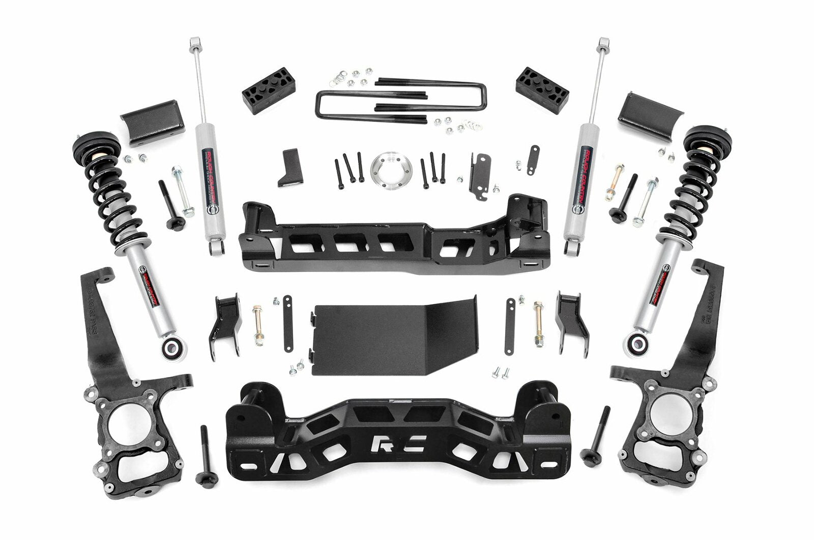 Rough Country 4in for Ford Suspension Lift Kit Lifted N3 Struts 2014 F-150 4WD -1