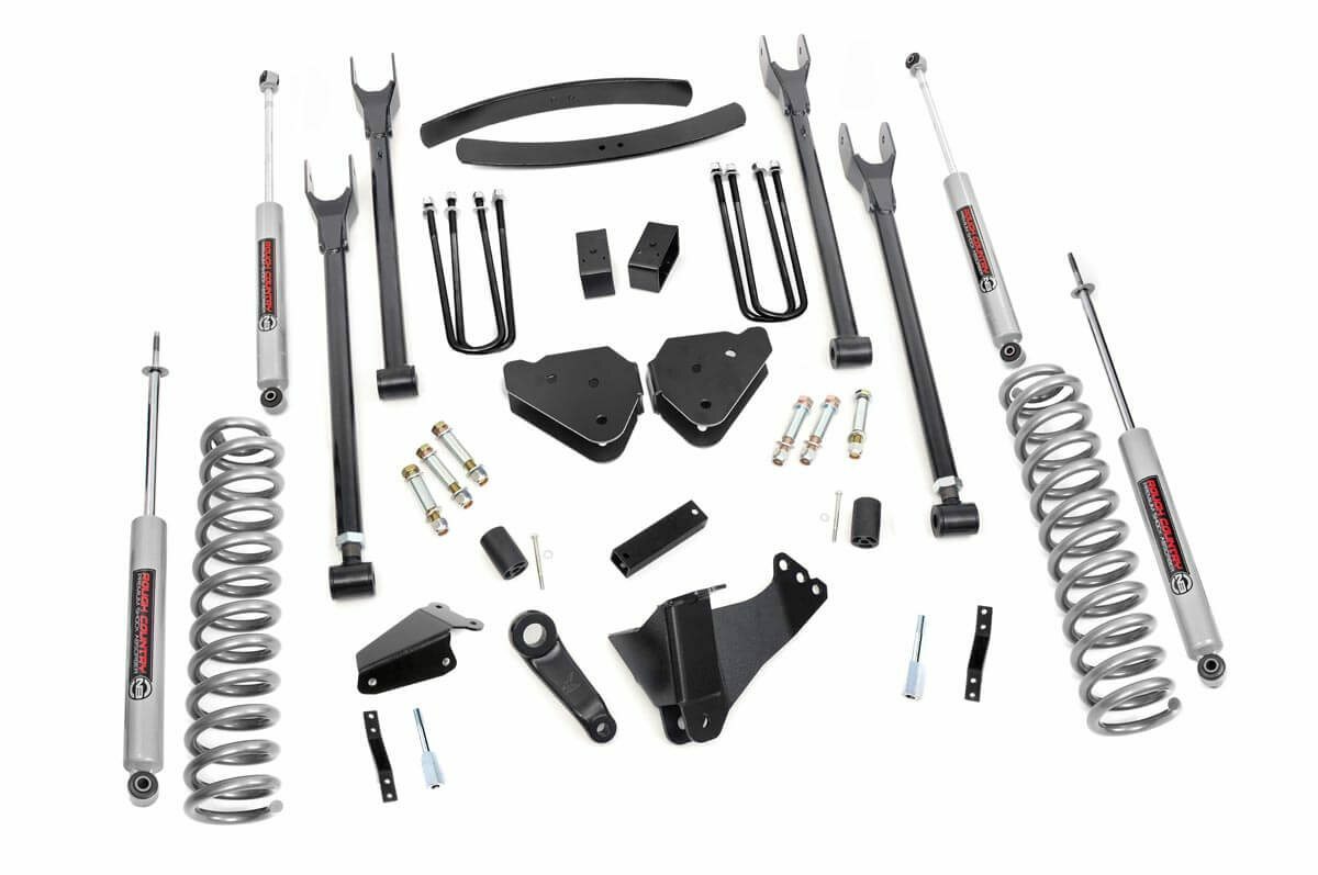 Rough Country 6in for Ford 4-Link Lift Kit 05-07 F-250/350 Gas-w/o Overloads -1