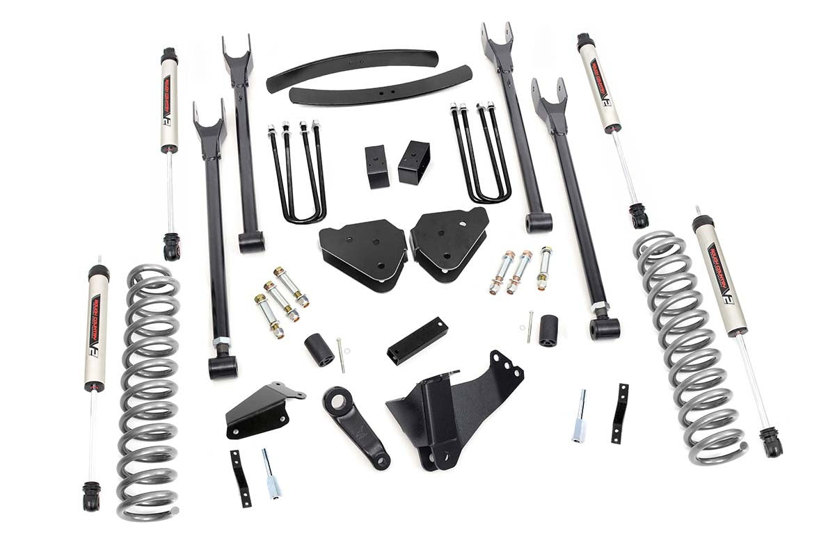 Rough Country 6in for Ford 4-Link Suspension Lift Kit w/V2 Shock 05-07 F-250/350 -1