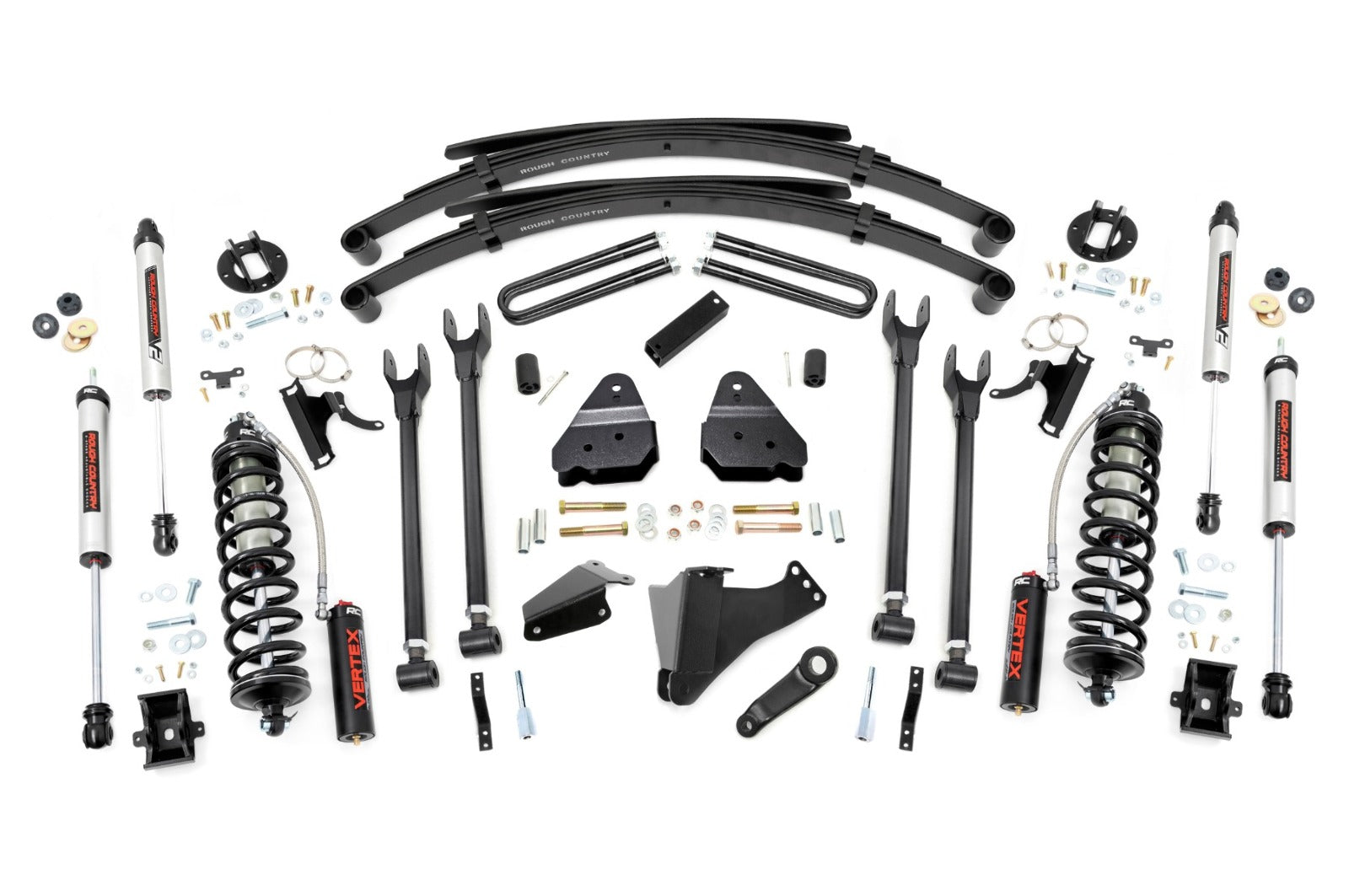 Rough Country 6" Lift Kit Gas 4 Link RR Spring C/O V2 for Ford Super Duty 05-07 -1