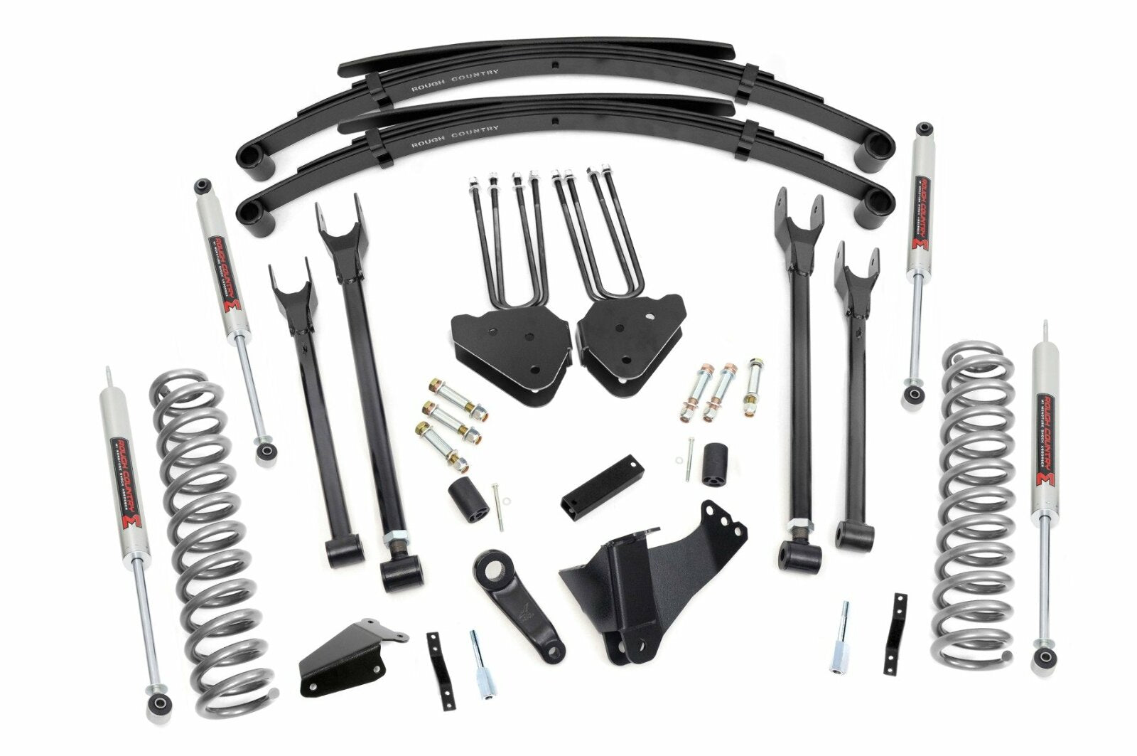 Rough Country 8" Lift Kit 4 Link RR Springs M1 For Ford Super Duty 05-07 -1