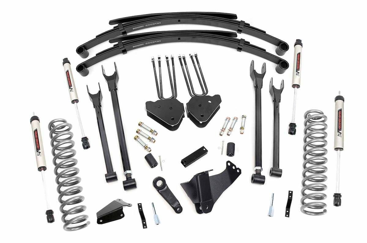 Rough Country 8in for Ford 4-Link Lift System w/V2 Shocks 05-07 F-250/350 Diesel -1