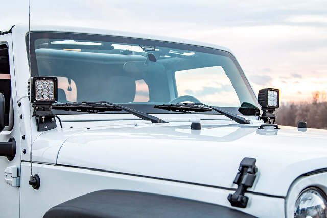 Lower Windshield Light Mounts Jeep Wrangler JK 07-18 NO Lights 6004
