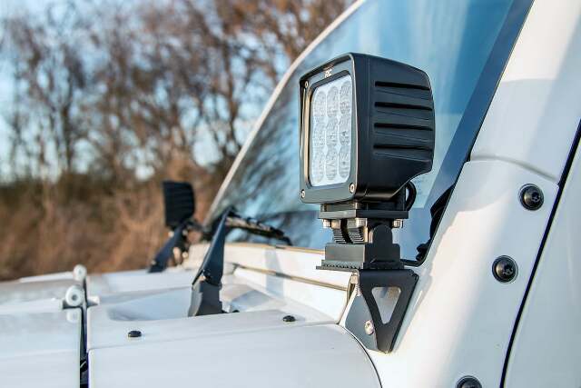 Lower Windshield Light Mounts Jeep Wrangler JK 07-18 NO Lights -1
