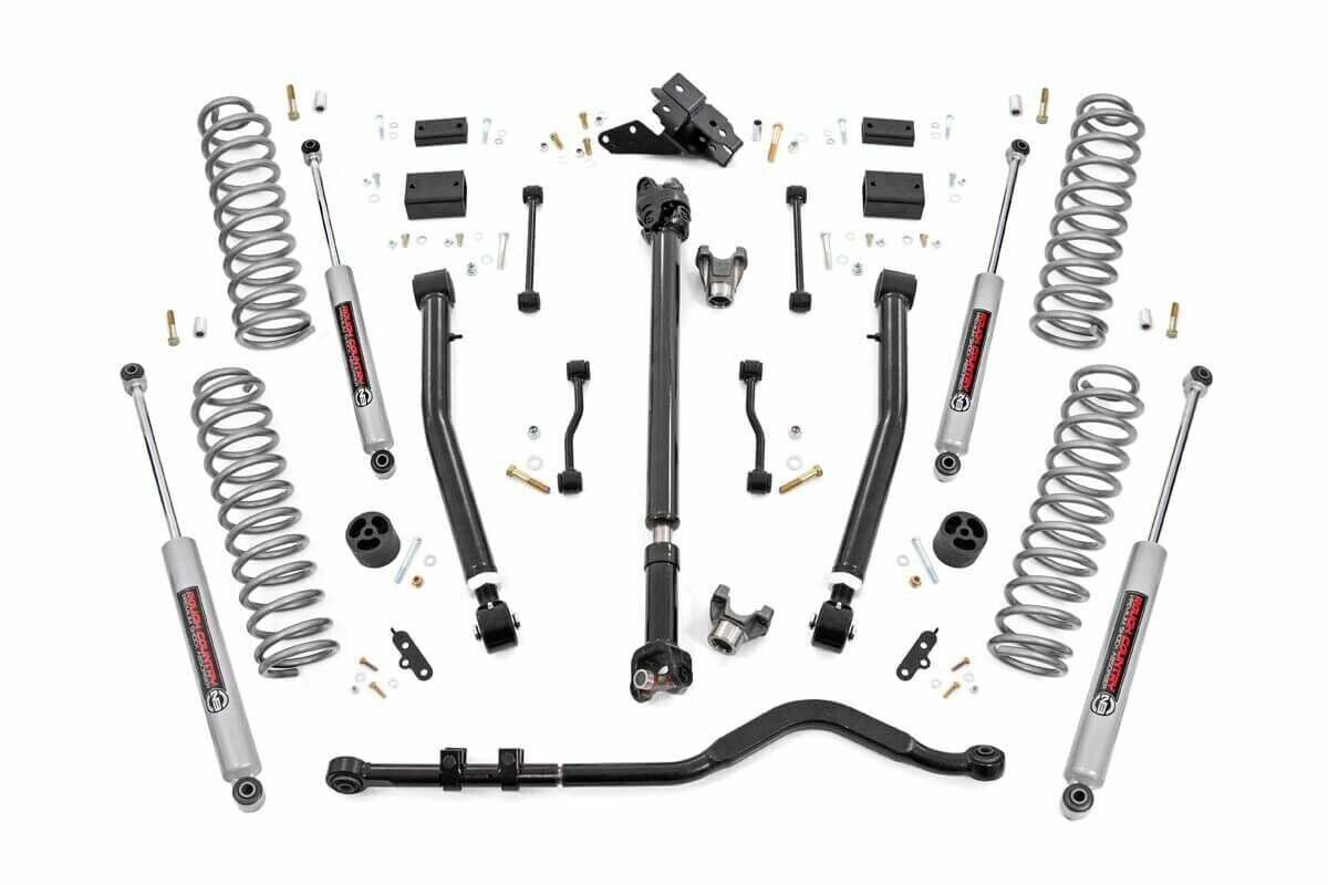 Rough Country 3.5" Lift Kit Stage 2 Coils Adj Arms 18-20 for Wrangler JL-2 dr -1