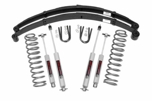 Rough Country 3" Lift Kit w/Full Leaf Packs Shocks for Cherokee XJ 84-01 630N2