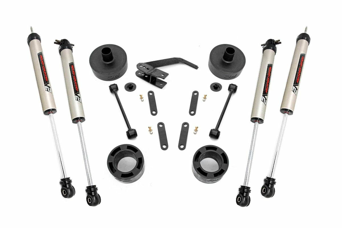 Rough Country 2.5 Inch Lift Kit Spacers V2 for Jeep Wrangler JK (2007-2018) -1