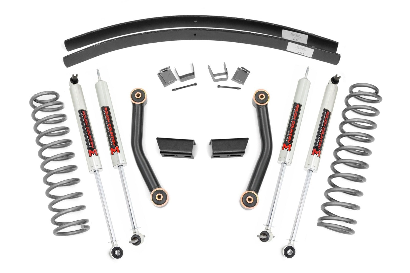 Rough Country 3" Lift Kit SII RR AAL M1 Shocks For Jeep Cherokee XJ 84-01 -1