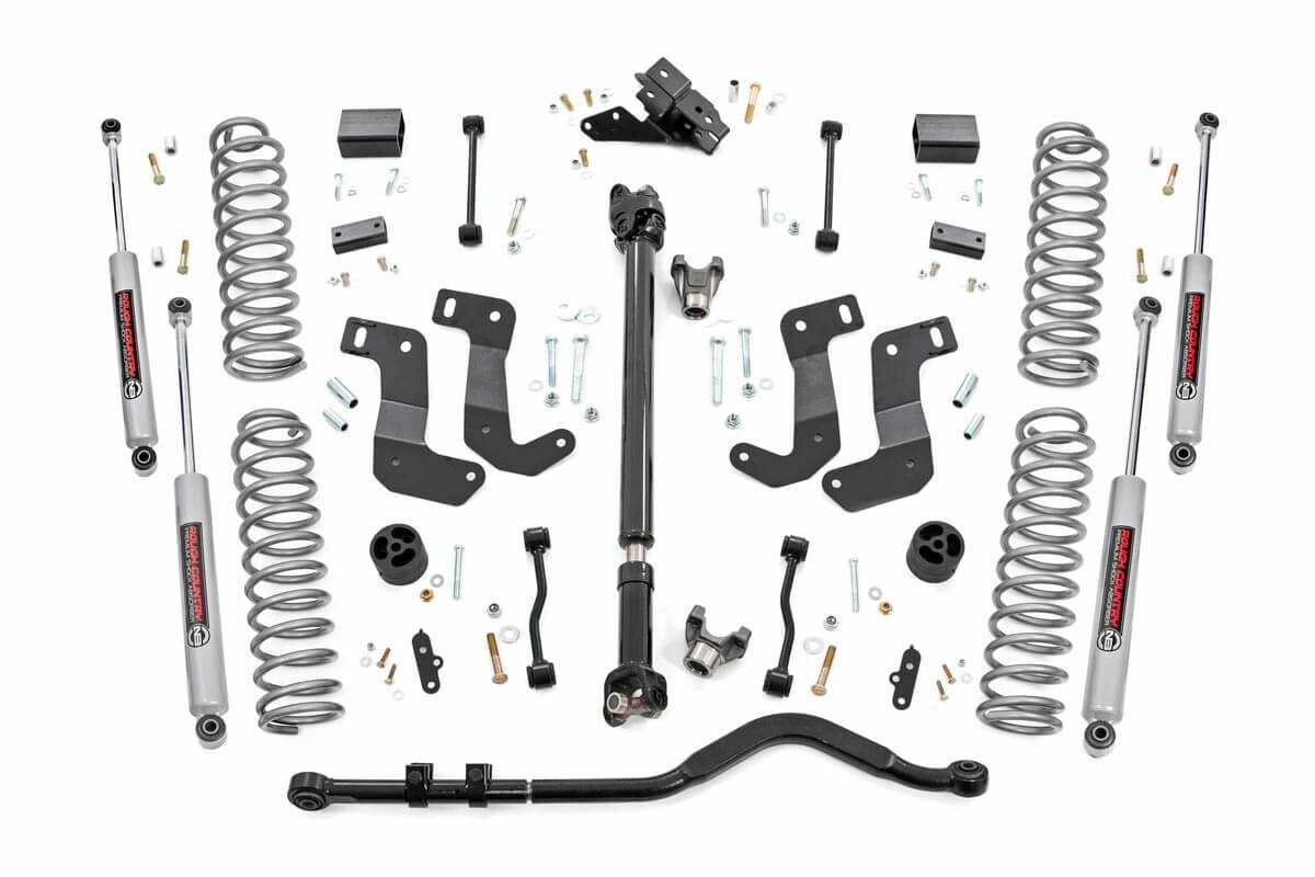 Rough Country 3.5" Lift Kit 2 Coils Arm Drop 18-20 for Wrangler JLU Rubicon