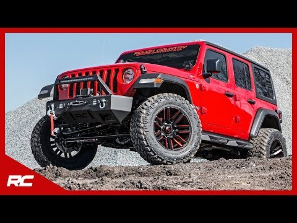 Rough Country 3.5" Lift Kit 2 Coils Arm Drop 18-20 for Wrangler JLU Rubicon