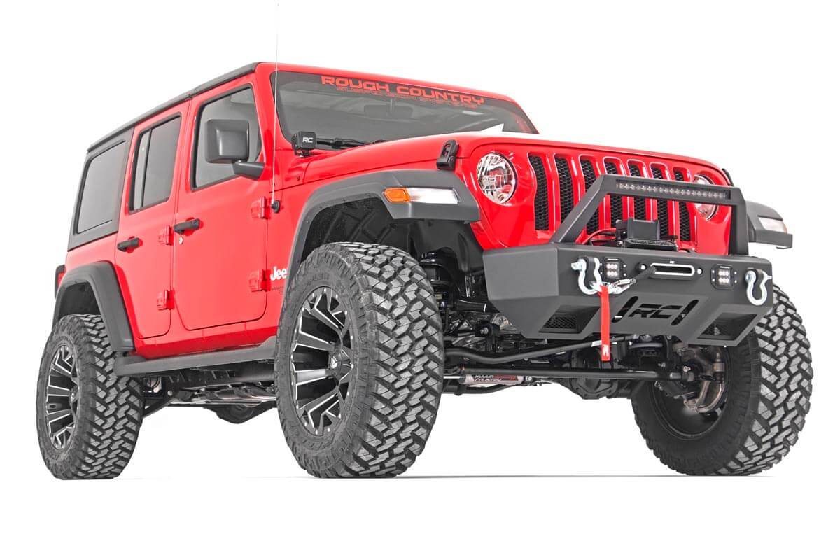 Rough Country 3.5" Lift Kit 2 Coils Arm Drop 18-20 for Wrangler JLU Rubicon