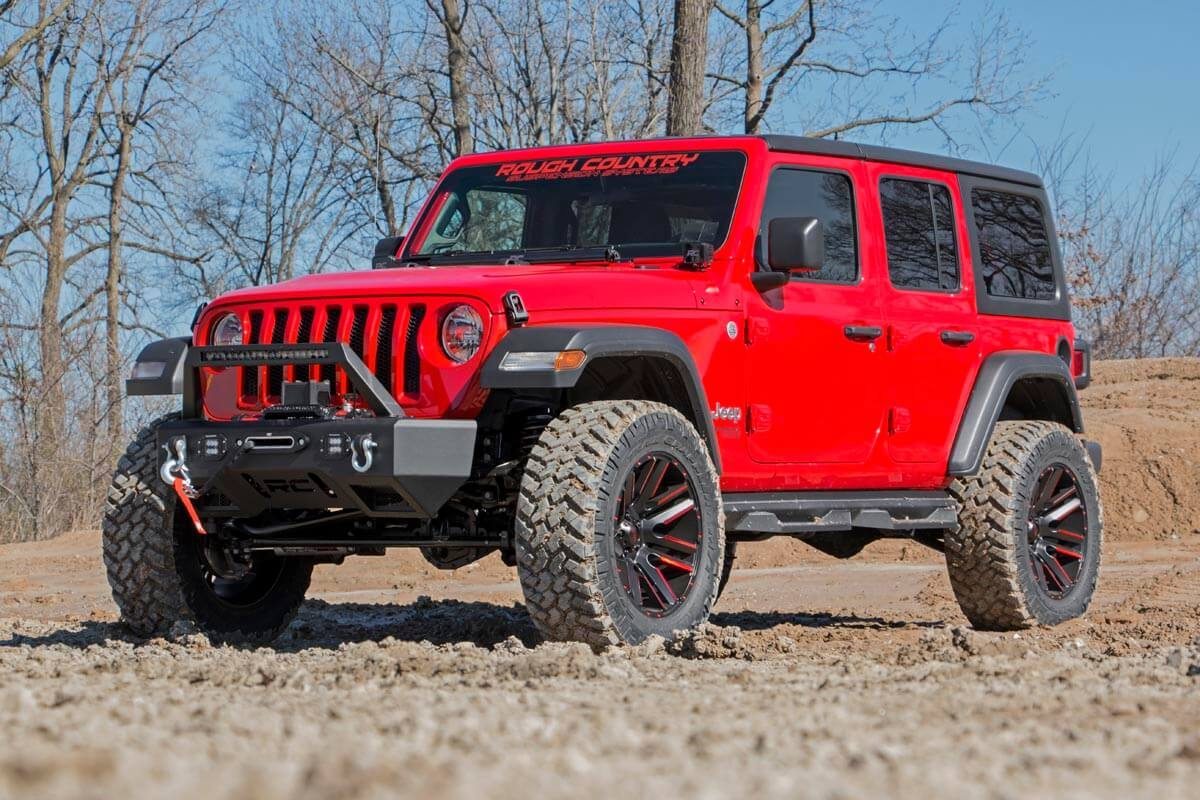 Rough Country 3.5" Lift Kit 2 Coils Arm Drop 18-20 for Wrangler JLU Rubicon