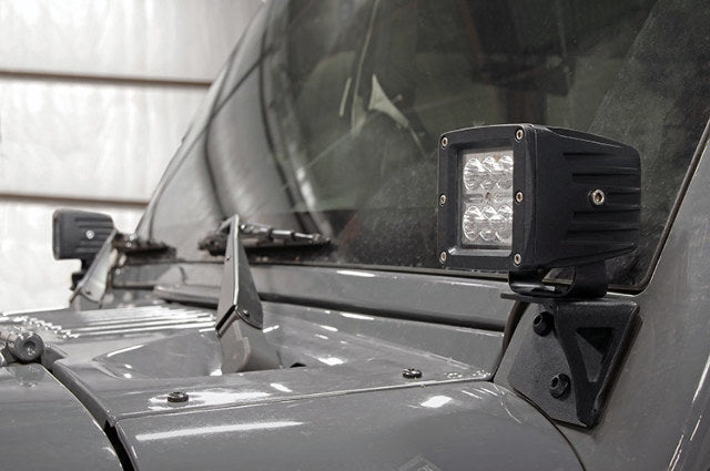 Lower Windshield Light Mounts Wrangler JK 07-18 (NO Lights) 70044