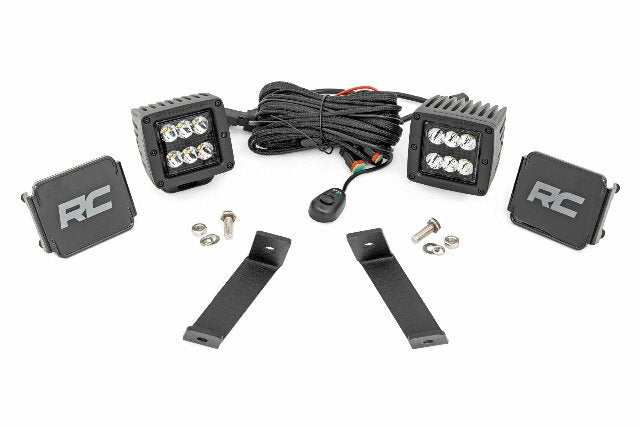 LED Ditch Lights 2" Black Pair Spot Jeep KL 14-21 -1
