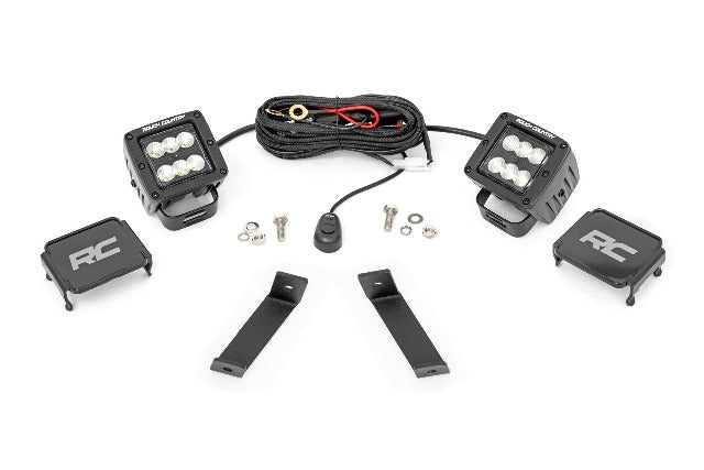 LED Ditch Lights 2" Black Pair Flood Jeep KL 14-21 -1