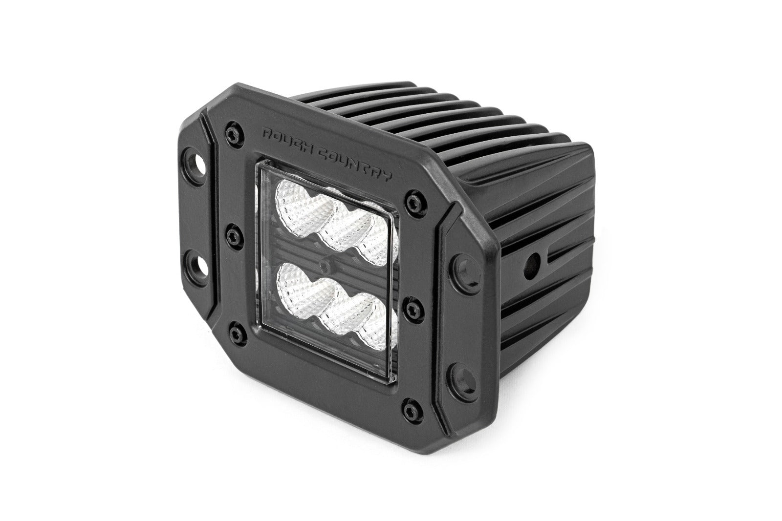 Rough Country 2"Square Flush Mount Cree LED Lights-Pair Black Series, Flood Beam 70113BL
