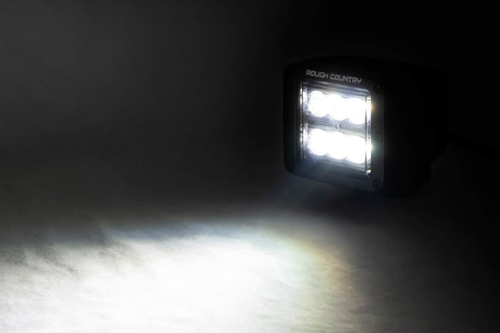 Rough Country 2-inch Square Cree LED Lights-Pair Black Series, Flood Beam 70133BL