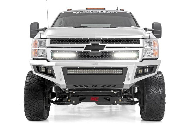 Chevy Mesh Grille w/Dual 12in Black Series LEDs 11-14 Silverado HD -4