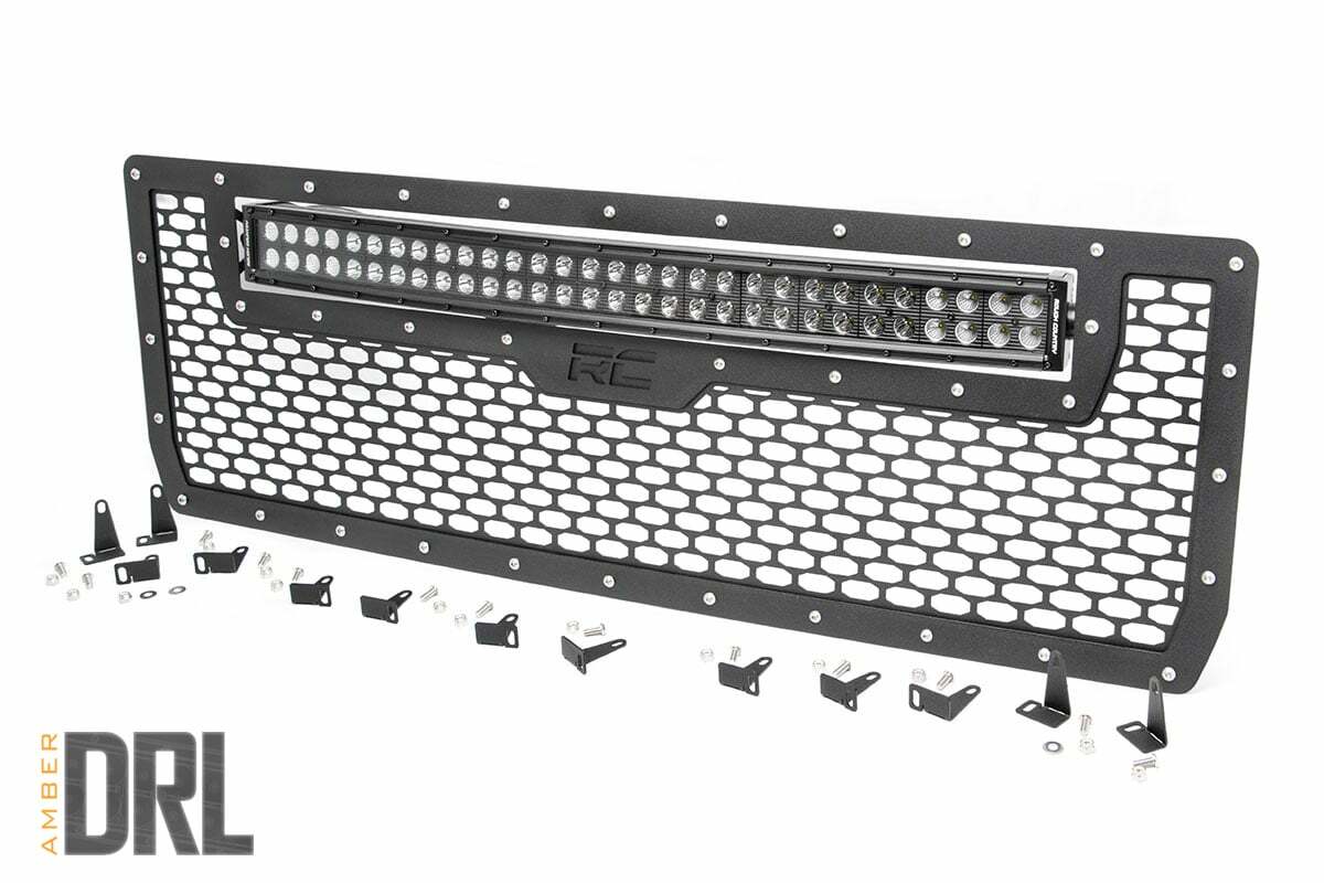 GMC Mesh Grille 30" Dual Row BLK LED Amber DRL 14-15 Sierra 1500