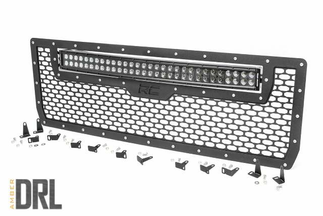 GMC Mesh Grille 30" Dual Row BLK LED Amber DRL 14-15 Sierra 1500 -1
