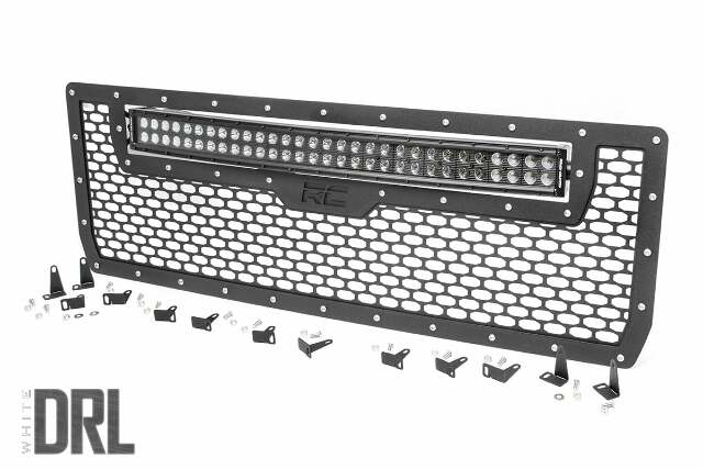 GMC Mesh Grille 30" Dual Row BLK LED White DRL 14-15 Sierra 1500 -1