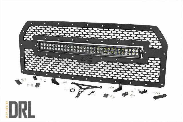 Ford Mesh Grille 30in Dual Row Black LED w/Amb RL 15-17 F-150 -1
