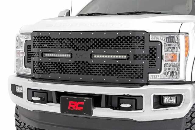 Ford Mesh Grille w/Dual 12in Black-Series LEDs 17-19 Sup uty -1