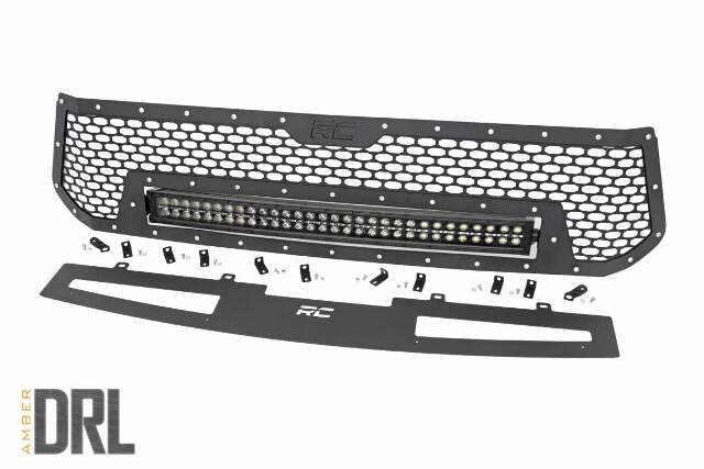 Mesh Grille w/30in Dual Row BLK Ser LED w/Amber 14-17 Tundra -1