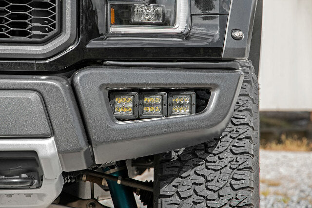 Ford Triple LED Fog Light Kit BLK Ser Amb RL 17-20 F150 Raptor -1
