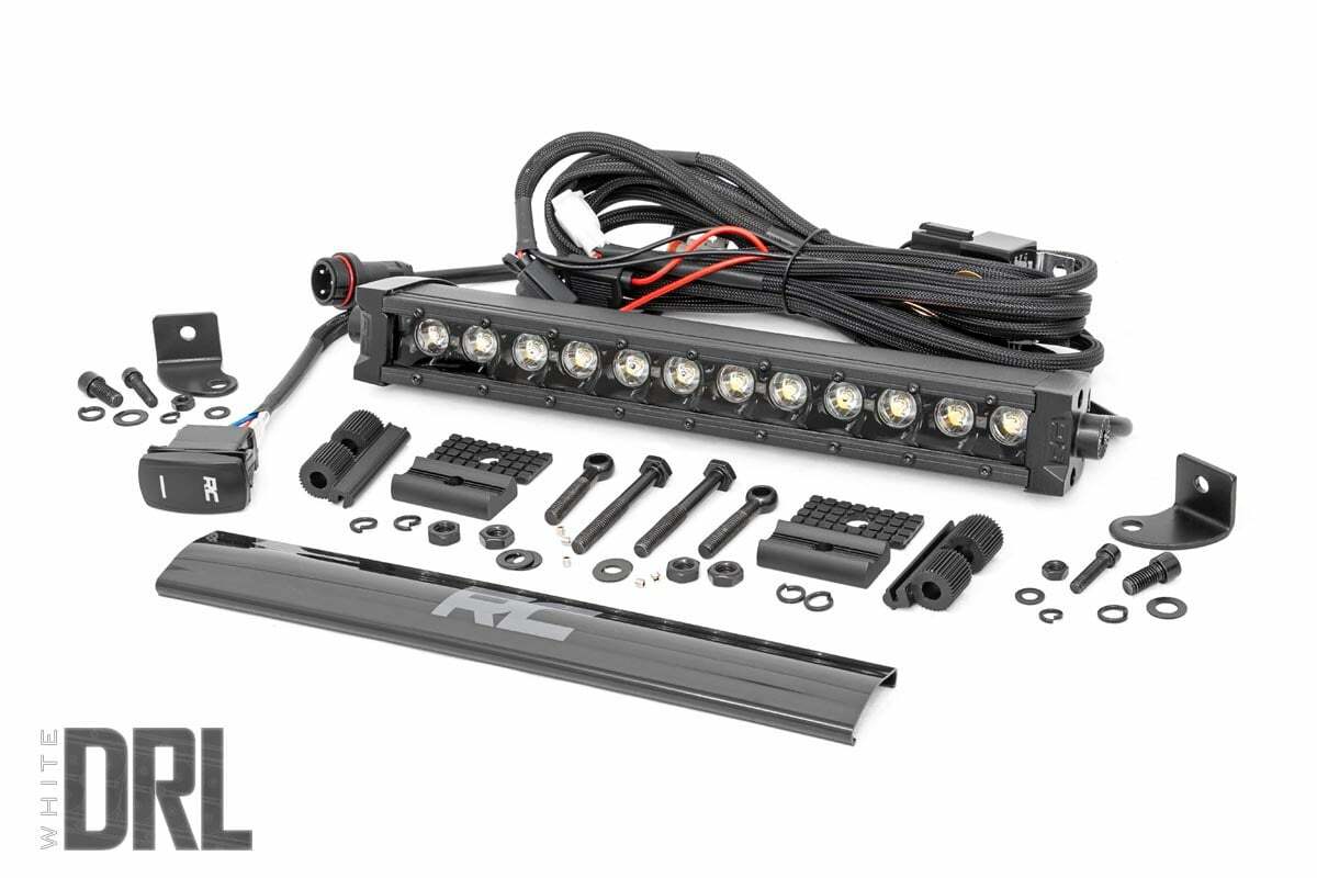 Rough Country Black Series LED Light Bar Amber DRL 12 Inch Single Row 70712BLDRLA