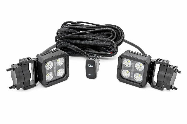 LED Light Pair 2 Inch Square Flood Swivel Mount