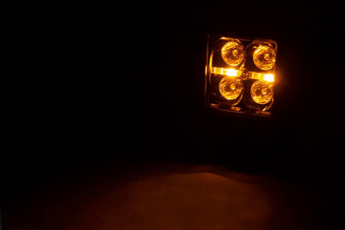Rough Country 2"Square Flush Mount Cree LED Lights-Pair Black Series Amber DRL 70803BLKDRLA