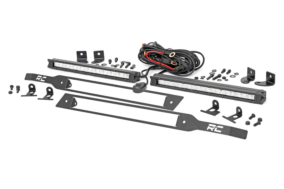Rough Country Chevy Dual 10in LED Grille Kit Chrome Series 19-22 Silverado 1500 70818