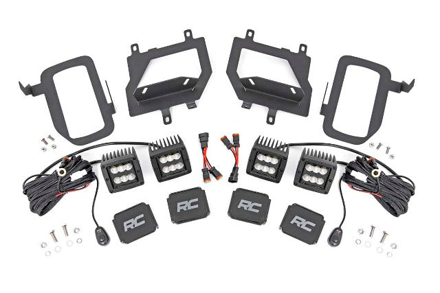 LED Fog Mount Dual 2" Black Pairs Spot/Flood Ford F-150 15-17 -1