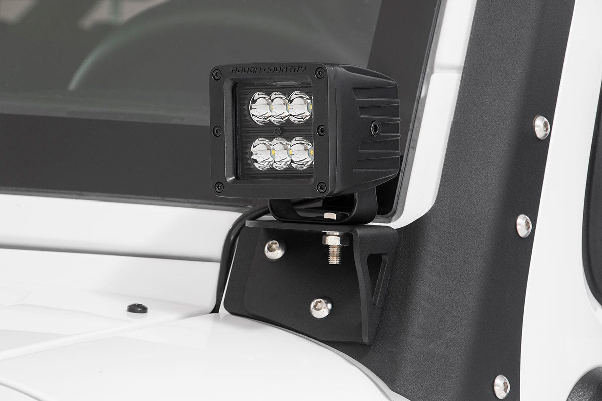Rough Country 2-inch Square Cree LED Lights-Pair Black Series, Spot Beam 70903BL