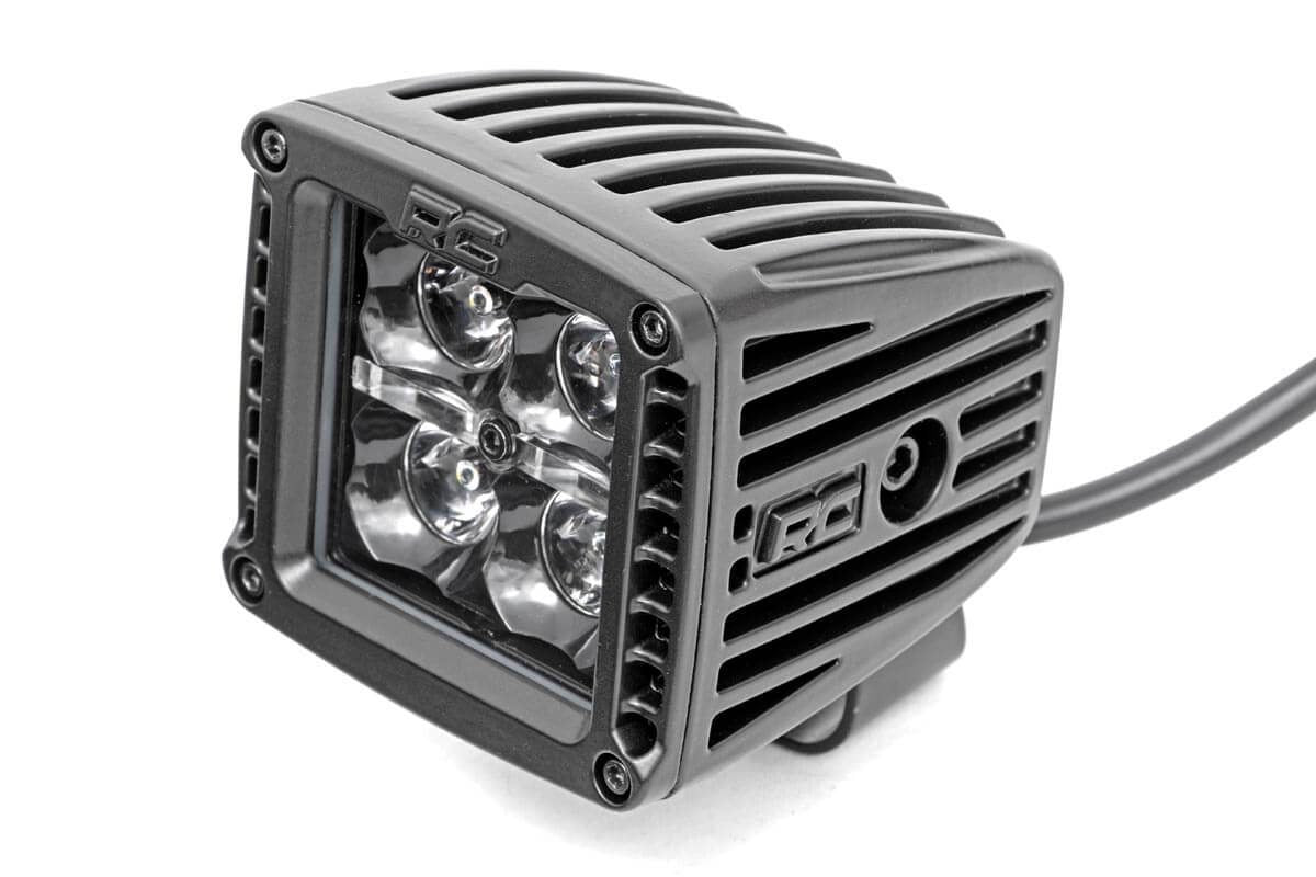 Rough Country 2-inch Square Cree LED Lights-Pair Black Series w/ Cool White DRL 70903BLKDRL