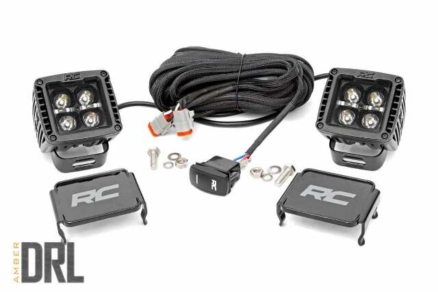 2-inch Square Cree LED Lights-Pair Black Series w/ Amber DRL 70903BLKDRLA
