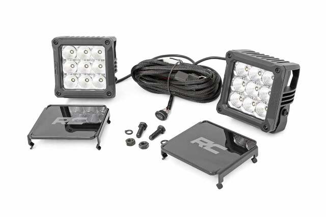4-inch Square Cree LED Lights-Pair Chrome Series w/ Cool White DRL -1