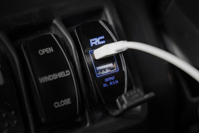USB Switch Insert 2x1 with Logo Blue Back Light 709USB